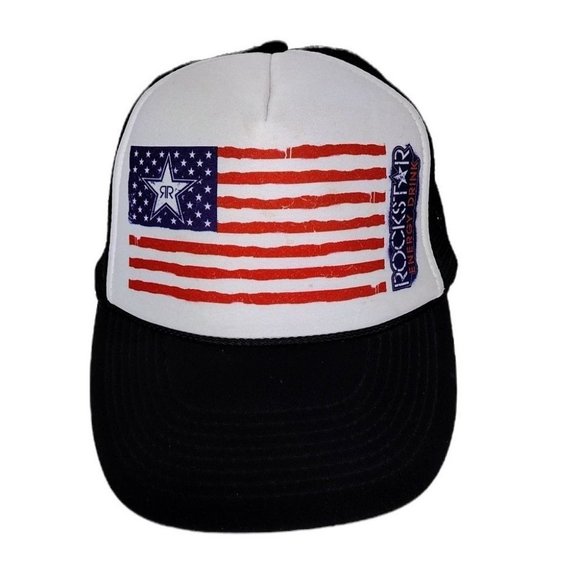 VTG Rockstar Energy Drink American Flag Mesh Foam Trucker  display picture 2